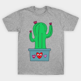 Cute Cactus Design #131: Cute Cactus In Pot With Hearts T-Shirt